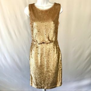 Calvin Klein Gold Sequin Sleeveless Cocktail Dress
